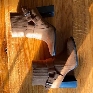 Caramel tan suede ankle boots